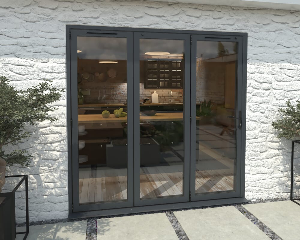 2100mm Grey Aluminium Bifold Doors - 3 Left