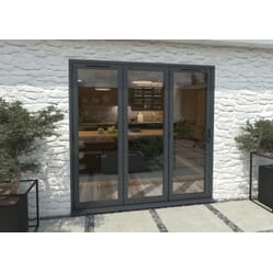 Climadoor Grey Aluminium Bi-folding Patio Doors – 2090mm x 2090mm x 82mm (3 Left)