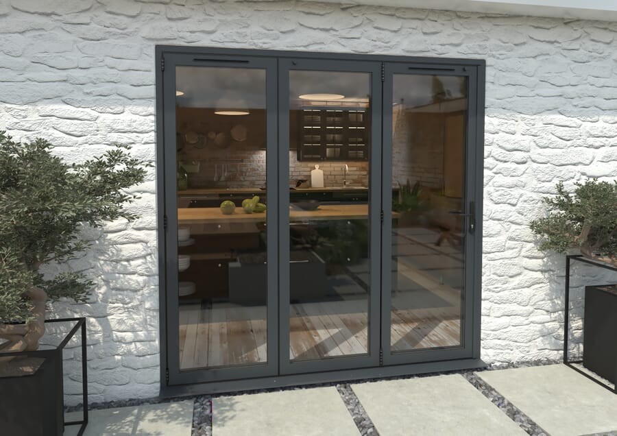 Climadoor Grey Aluminium Bi-folding Patio Doors