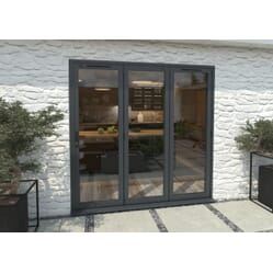 Climadoor Grey Aluminium Bi-folding Patio Doors – 2090mm x 2090mm x 82mm (3 Right)