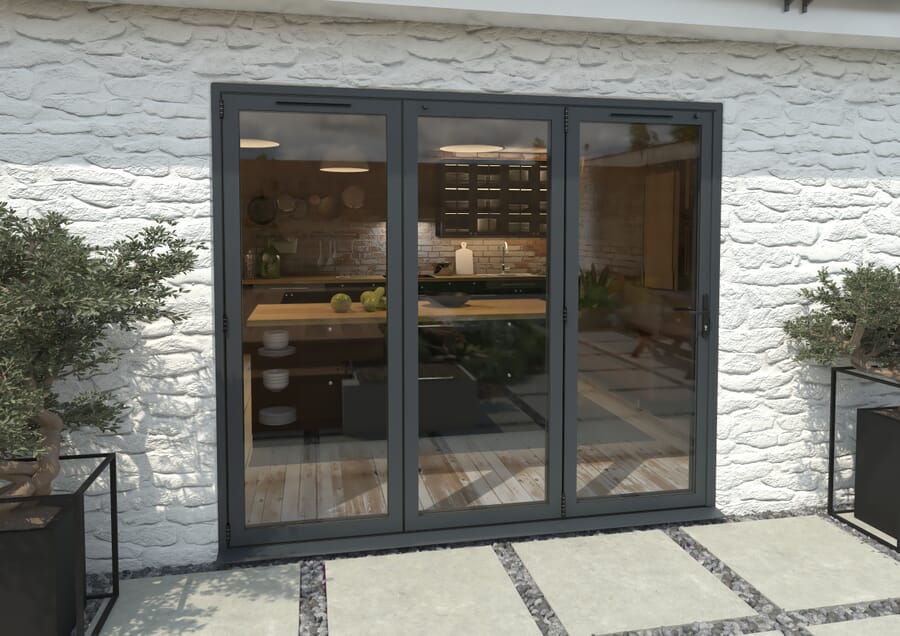 Climadoor Grey Aluminium Bi-folding Patio Doors