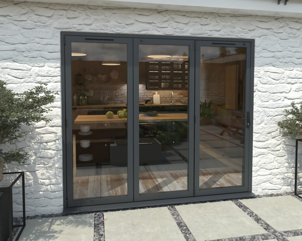 Part Q 2400mm Grey Aluminium Bifold Doors - 3 Left