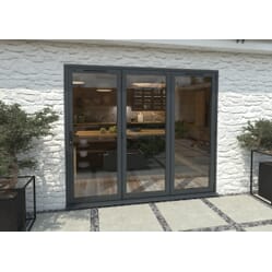 Climadoor Grey Aluminium Bi-folding Patio Doors – 2090mm x 2390mm x 82mm (3 Right)