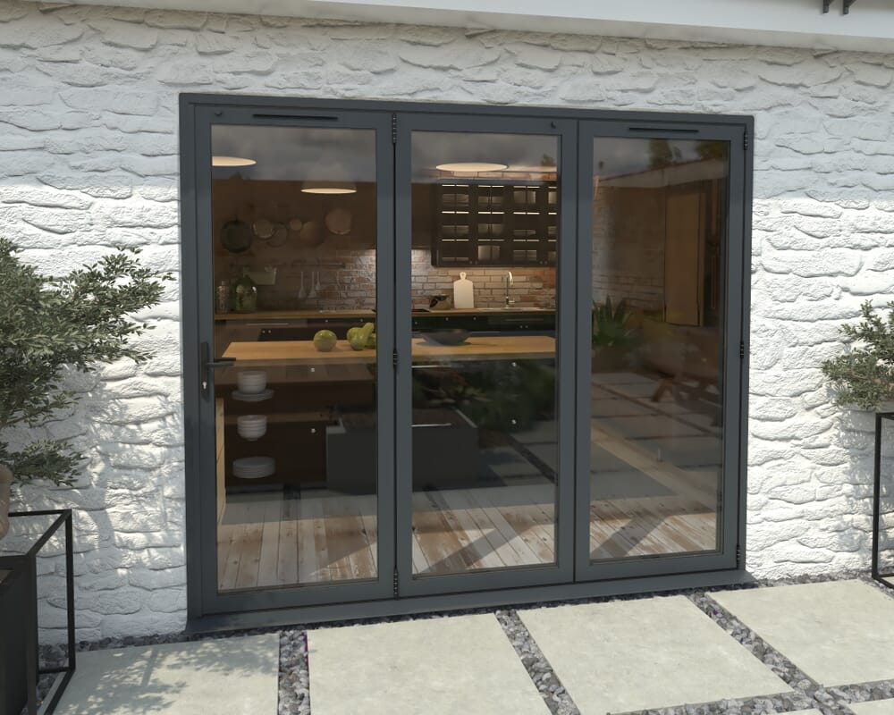 Part Q 2400mm Grey Aluminium Bifold Doors - 3 Right