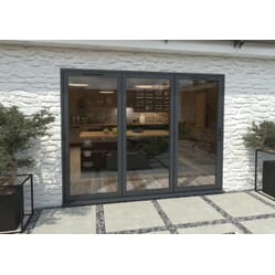 Climadoor Grey Aluminium Bi-folding Patio Doors – 2090mm x 2690mm x 82mm (3 Left)