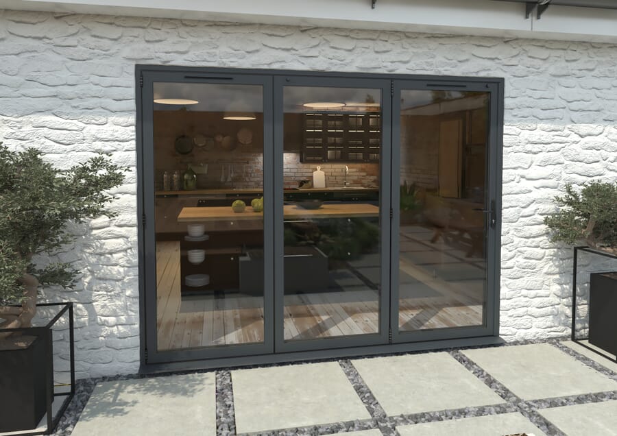 Climadoor Grey Aluminium Bi-folding Patio Doors