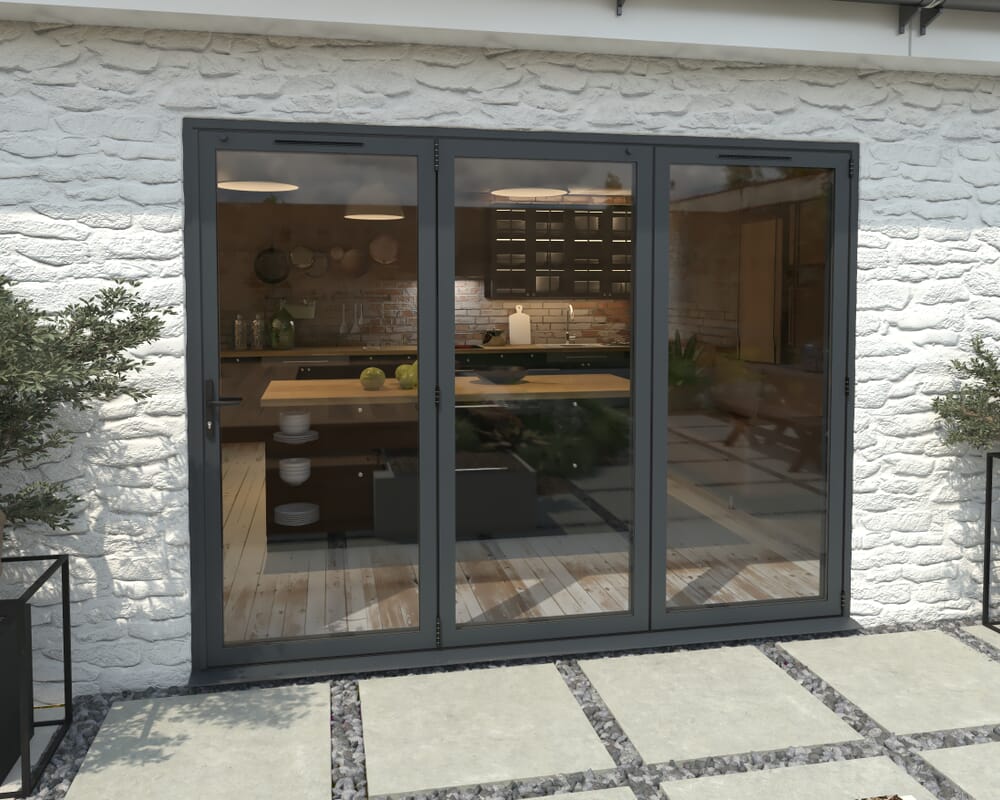 2700mm Grey Aluminium Bifold Doors - 3 Right