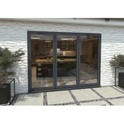 Climadoor Grey Aluminium Bi-folding Patio Doors – 2090mm x 2690mm x 82mm (3 Right)