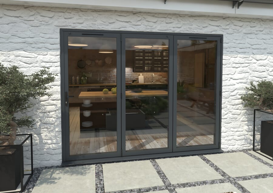 Climadoor Grey Aluminium Bi-folding Patio Doors