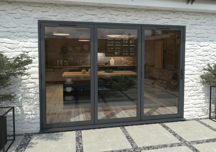 Climadoor Grey Aluminium Bi-folding Patio Doors