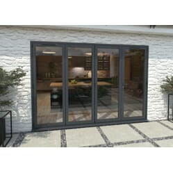 Climadoor Grey Aluminium Bi-folding Patio Doors – 2090mm x 2990mm x 82mm (3 Left/1 Right)