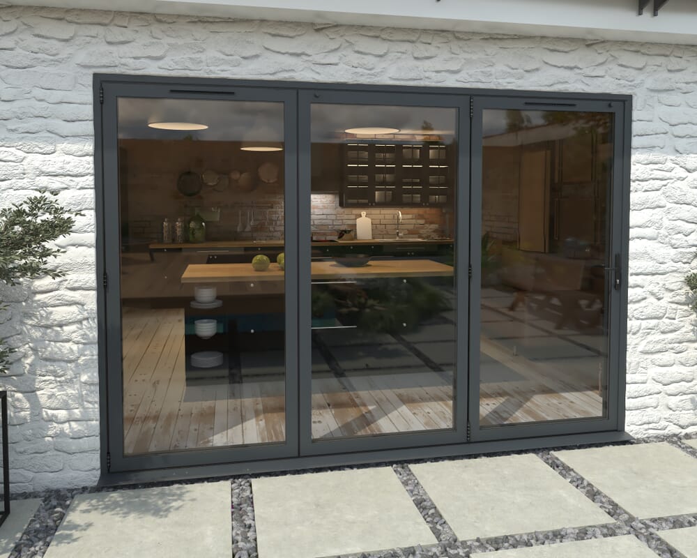Part Q 3000mm Grey Aluminium Bifold Doors - 3 Left
