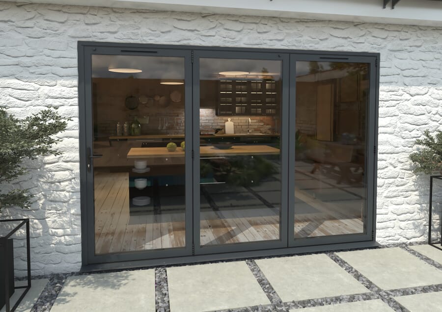 Climadoor Grey Aluminium Bi-folding Patio Doors