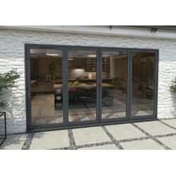 Climadoor Grey Aluminium Bi-folding Patio Doors – 2090mm x 3590mm x 82mm (1 Left/3 Right)