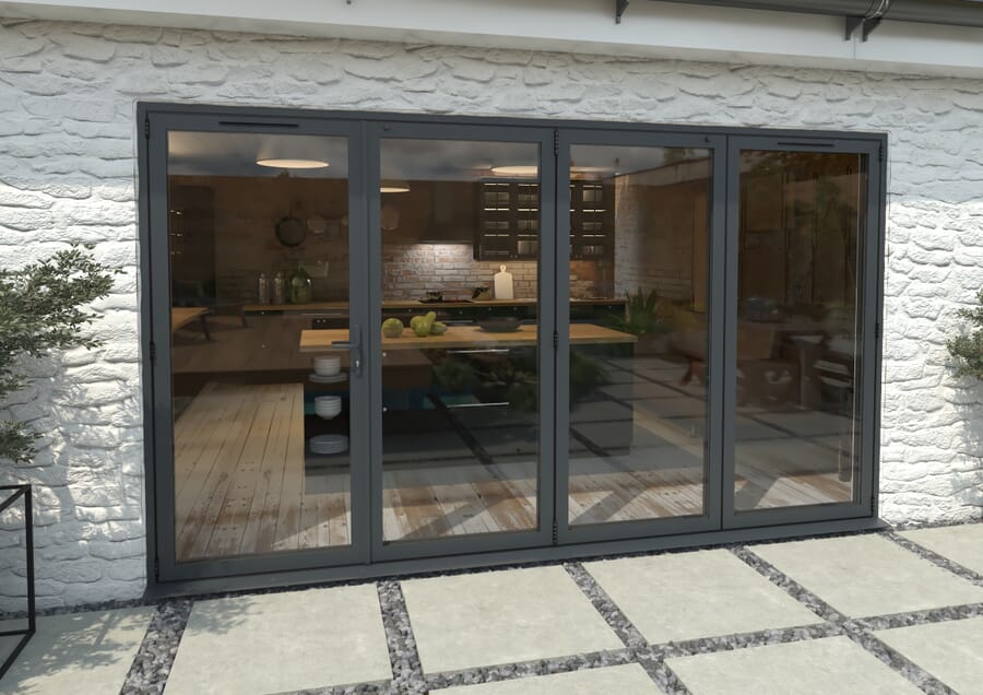 Climadoor Grey Aluminium Bi-folding Patio Doors