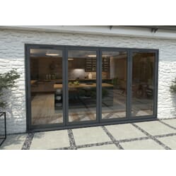Climadoor Grey Aluminium Bi-folding Patio Doors – 2090mm x 3590mm x 82mm (3 Left/1 Right)