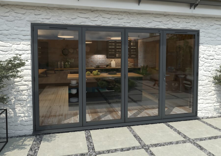 Climadoor Grey Aluminium Bi-folding Patio Doors