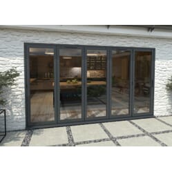Climadoor Grey Aluminium Bi-folding Patio Doors – 2090mm x 3590mm x 82mm (5 Left)