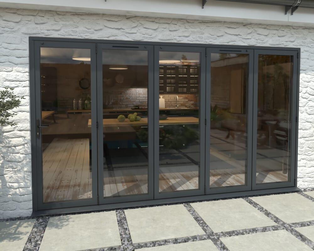 3600mm Grey Aluminium Bifold Doors - 5 Right