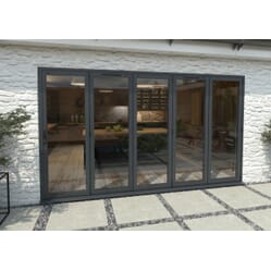 Climadoor Grey Aluminium Bi-folding Patio Doors – 2090mm x 3590mm x 82mm (5 Right)