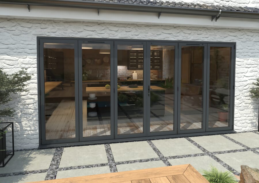 Climadoor Grey Aluminium Bi-folding Patio Doors