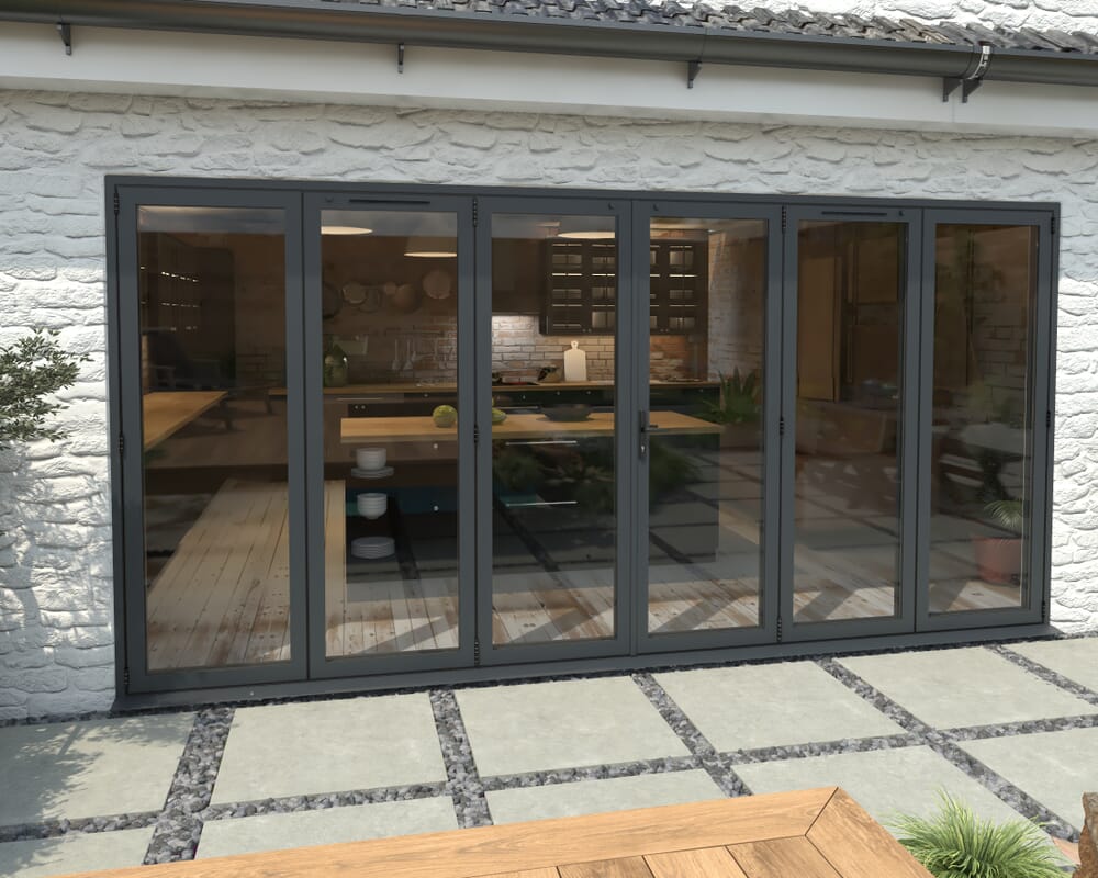 Part Q 4200mm Grey Aluminium Bifold Doors - 3 Left 3 Right