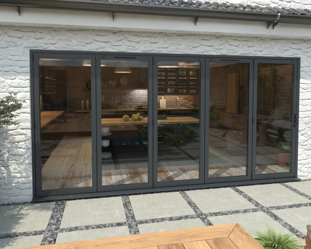 4200mm Grey Aluminium Bifold Doors - 5 Left