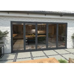 Climadoor Grey Aluminium Bi-folding Patio Doors – 2090mm x 4190mm x 82mm (5 Left)