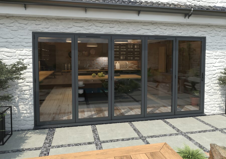 Climadoor Grey Aluminium Bi-folding Patio Doors