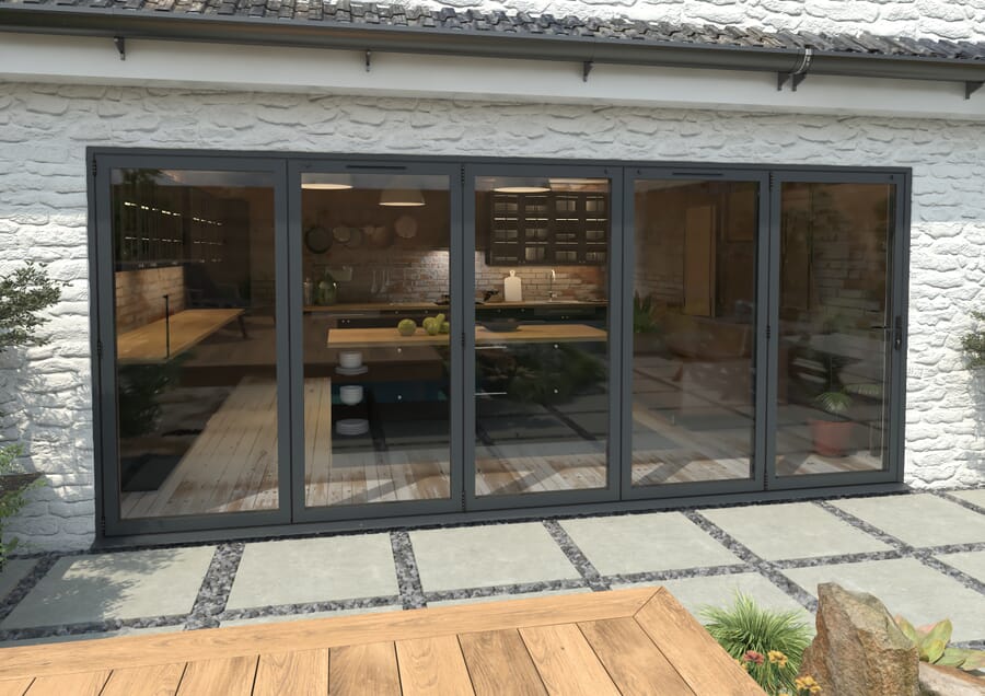 Climadoor Grey Aluminium Bi-folding Patio Doors