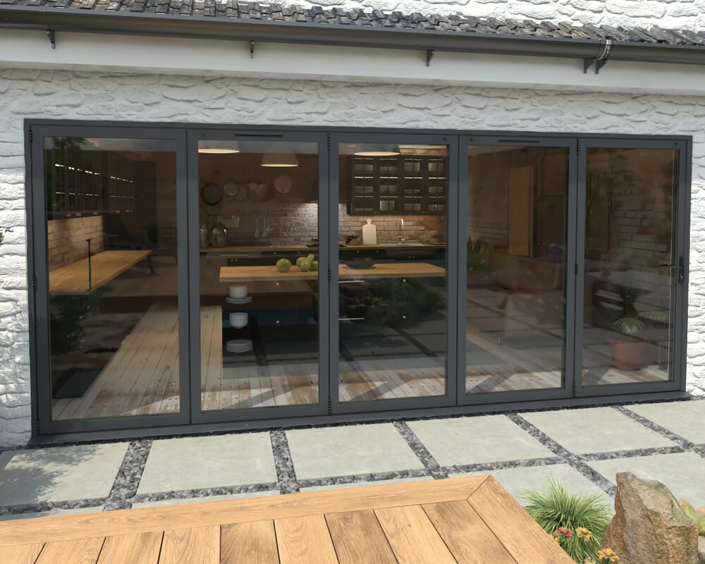 Part Q 4800mm Grey Aluminium Bifold Doors - 5 Left