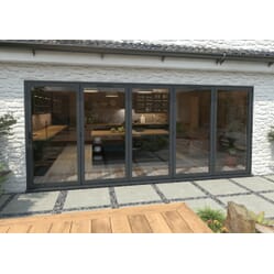 Climadoor Grey Aluminium Bi-folding Patio Doors – 2090mm x 4790mm x 82mm (5 Right)
