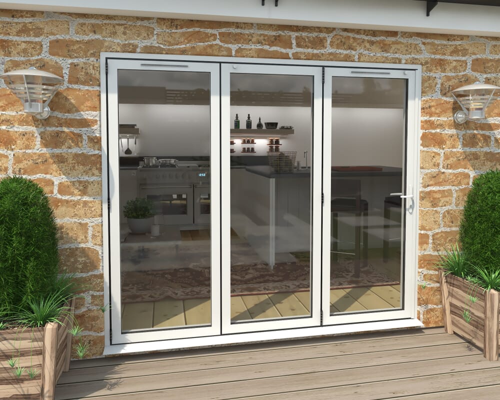 2400mm White Aluminium Bifold Doors - 3 Left