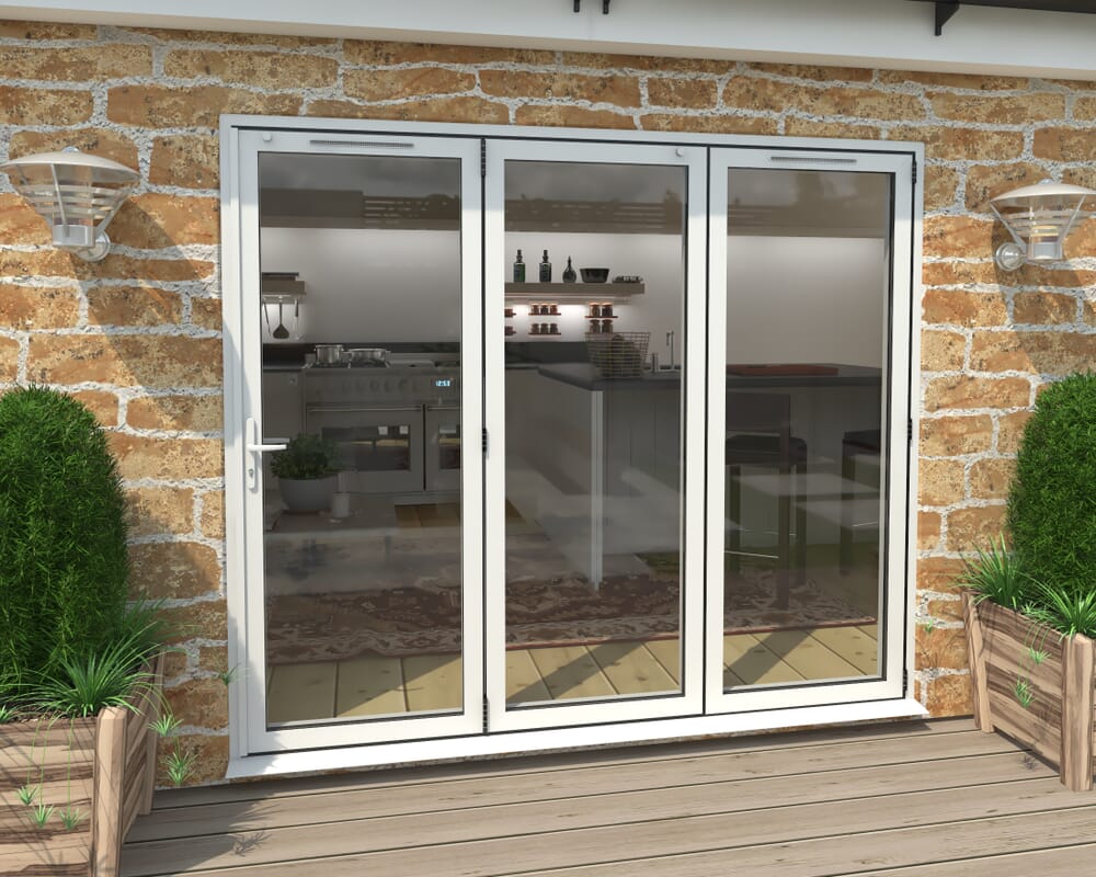 2400mm White Aluminium Bifold Doors - 3 Right