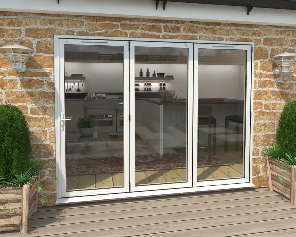 2700mm White Aluminium Bifold Doors - 3 Right