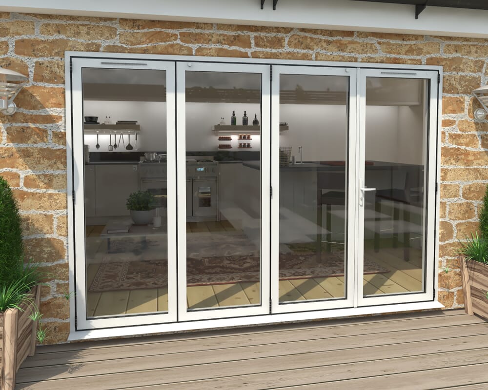 3000mm White Aluminium Bifold Doors - 3 Left 1 Right