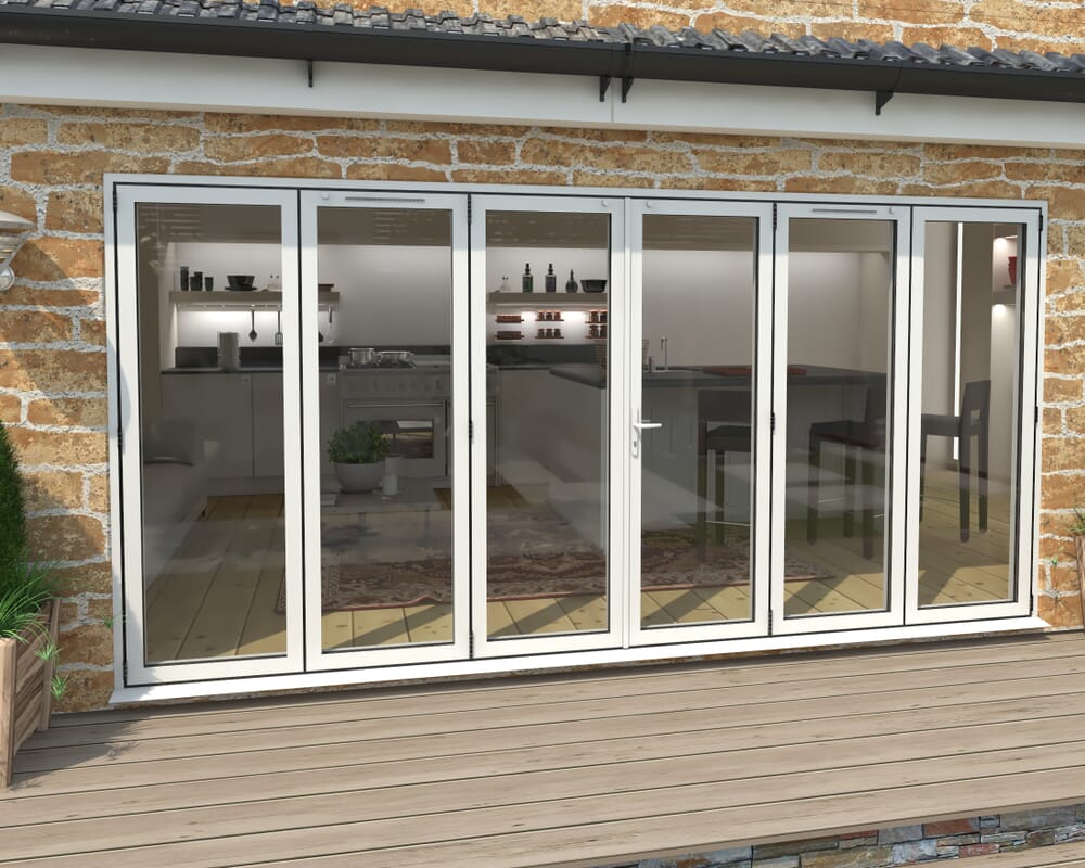 4200mm White Aluminium Bifold Doors - 3 Left 3 Right