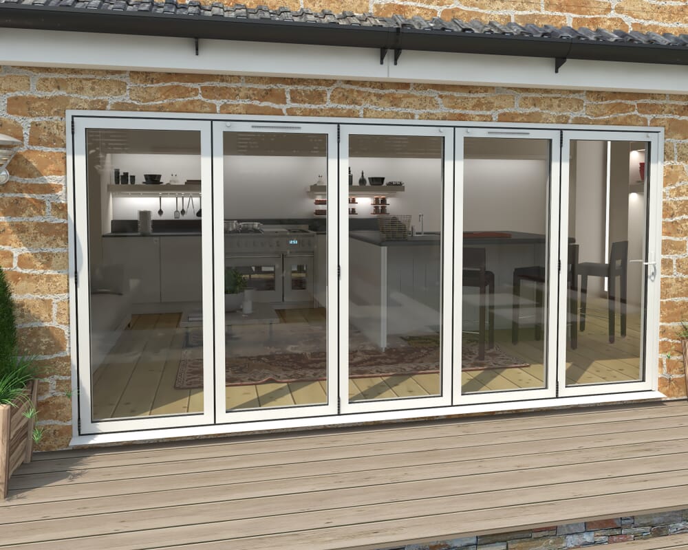 4200mm White Aluminium Bifold Doors - 5 Left