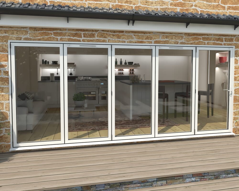 4800mm White Aluminium Bifold Doors - 5 Left