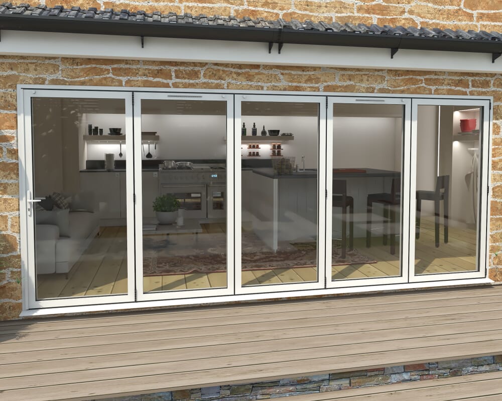 4800mm White Aluminium Bifold Doors - 5 Right