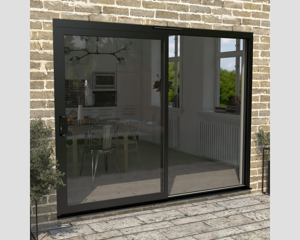 2700mm Supreme Black Aluminium Sliding Doors LH Sliding / RH Fixed