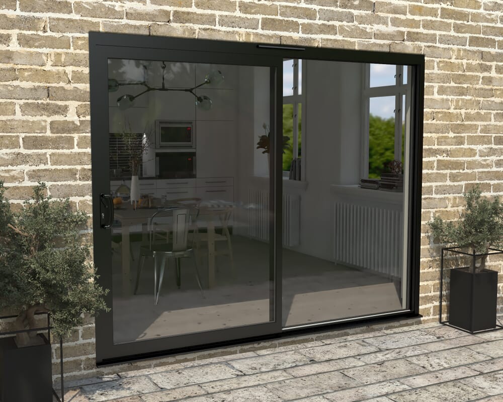 Part Q 2700mm Supreme Black Aluminium Sliding Doors LH Sliding / RH Fixed