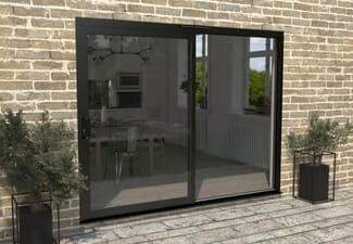 Part Q 2700mm Supreme Black Aluminium Sliding Doors LH Sliding / RH Fixed