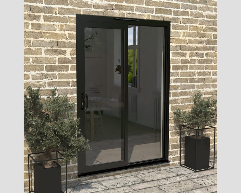 1500mm Supreme Black Aluminium Sliding Doors LH Sliding / RH Fixed