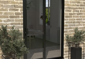 1500mm Supreme Black Aluminium Sliding Doors LH Sliding / RH Fixed
