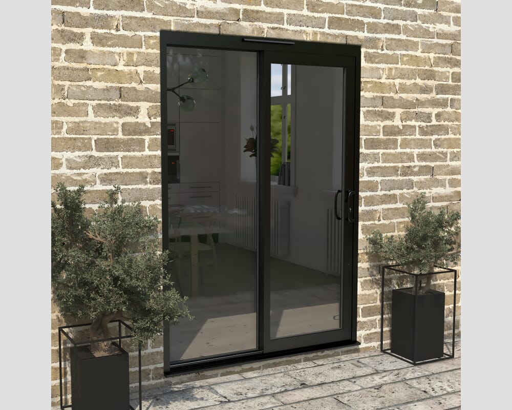 1500mm Supreme Black Aluminium Sliding Doors RH Sliding / LH Fixed