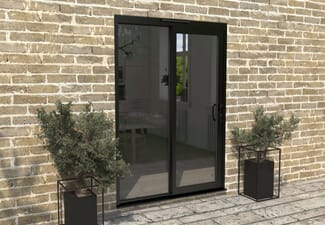 Part Q 1500mm Supreme Black Aluminium Sliding Doors RH Sliding / LH Fixed