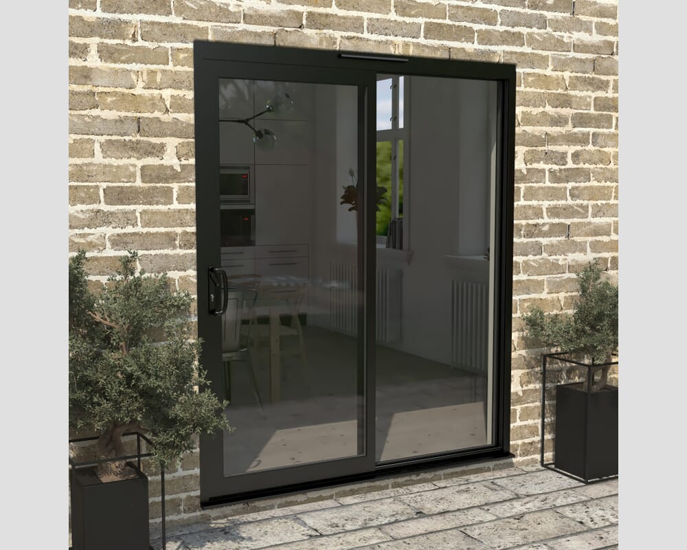 1800mm Supreme Black Aluminium Sliding Doors LH Sliding / RH Fixed