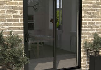 1800mm Supreme Black Aluminium Sliding Doors LH Sliding / RH Fixed