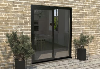 Part Q 1800mm Supreme Black Aluminium Sliding Doors LH Sliding / RH Fixed